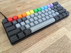 a computer keyboard with many colors on it