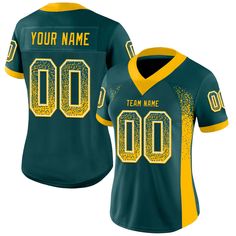 Capture your distinct look when you grab this Custom Football Jersey from our Shop. It features Customized Name and Number to show your uniqueness. Features: 1. 100% recycled polyester 2. Jersey with printed name and numbers, or pay a little extra, you can have it with stitched tackle twill name & number 3. Tailored fit designed for movement 4. No-tag neck label offers clean comfort 5. Strategic ventilation for breathability 6. Machine wash, Do Not Tumble Dry 7. Solid-body construction 8. Screen printed sleeve stripes 9. Imported 10. Non-alcoholic Available For Wiping or Washing Football Jersey Shirt, Body Construction, St. Patricks Day, Shirt Football, Custom Football, Alpha Kappa Alpha, 3d Pattern, Football Design, Blue Camo