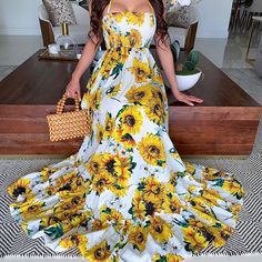 Brand New, Never Worn. Beautiful Maxi. Boho Style , Feels . Yellow Long Dress, Beach Pattern, Holiday Boutique, Sunflower Dress, Light Dress, Bohemian Maxi Dress, Holiday Beach, Printed Long Dresses, Lightweight Dress