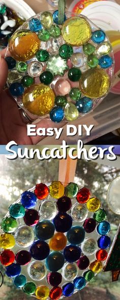 an easy diy suncather made out of glass bottles