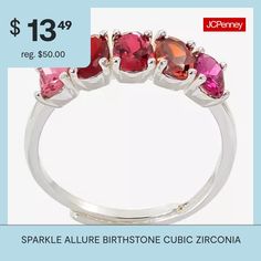 Ring Style: BandsFeatures: Personalized, In A Gift Box, Nickel Free, AdjustableStone Cut: OvalStone Millimeter Measurement: 6 Mm Width, 4 Mm LengthMetal Color: Silver ToneBand Width: 2mmCare: Wipe CleanStone Type: 1 Cubic Zirconia, 4 CrystalBirthstone: July BirthstoneMetal: Pure Silver Over BrassCountry of Origin: Imported Adjustable Rings With Sparkling Stones For Party, Adjustable Crystal Ring For Party, Adjustable Crystal Ring With Sparkling Stones For Gift, Adjustable Stackable Rings For Party, Adjustable Sparkling Stones Jewelry For Promise Ring, Adjustable Jewelry With Sparkling Stones For Promise Ring, Adjustable Gemstone Party Rings, Adjustable Cubic Zirconia Crystal Ring With Gemstone, Adjustable Crystal Ring With Sparkling Stones