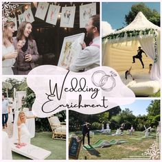 a collage of photos with the words wedding entertainment written in black and white letters