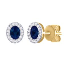 "Add some sparkle and color to your ears with our 14K Gold Miniature Oval Diamond and Color Stone Earrings. With a dazzling D0.10cts diamond and vibrant CS0.40cts colored stone, you'll stand out in any crowd. Available in Blue Sapphire, Emerald, and Ruby for a touch of personal style." Details: Gemstones: Natural Ruby, Emerald or Blue Sapphire Total Weight 0.40ct and Natural Diamonds Total Weight 0.10ct. Quality: Color Gemstones are AAA and Diamonds are Color G-H, VS2-SI1 in Clarity Metal: Solid Sapphire Color Oval Diamond Earrings, 14k Gold Oval Earrings With Brilliant Cut, Classic Blue Oval Diamond Earrings, Sapphire Oval Diamond Earrings, Sapphire Cubic Zirconia Oval Earrings, Oval Sapphire Cubic Zirconia Earrings, Blue Sapphire Oval Diamond Earrings, Oval Yellow Gold Brilliant Cut Earrings, Yellow Gold Oval Halo Earrings