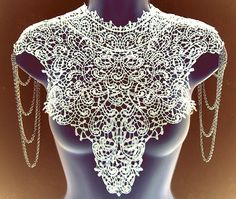 Halloween на Sees-All-Colors. Воротники в викторианском стиле White Lotus Couture Strange Accessories, Burlesque Party, Body Necklace, Burning Man Fashion, Body Tattoo, Detachable Collar, Lace Body, Handmade Lace, Accessories Fashion