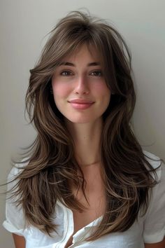 Brown Hair Curtain Bangs, Long Hair Curtain Bangs, Hairstyle For Long Hair, Brown Hair Inspo, Hair Inspiration Long, Bangs Hairstyles, Haircuts For Medium Hair, Haircuts Straight Hair