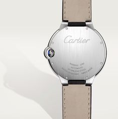 Ballon Bleu de Cartier watch, 42 mm. Mechanical movement with automatic winding, calibre 1847 MC. Steel case, fluted crown set with a synthetic cabochon-shaped spinel, silvered guilloché opaline dial. Blued-steel sword-shaped hands, sapphire crystal, black alligator-skin strap, interchangeable steel folding buckle. Calendar aperture at 3 o'clock. Thickness: 13 mm. Water-resistant to 3 bar (approx. 30 metres). Alligator Skin, Cartier Ballon Bleu, Cartier Watch, Blue Steel, Mechanical Movement, 3 O Clock, White Dial, Watches Jewelry, Selling Jewelry