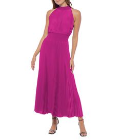 Shop for Marina Sleeveless Halter Mock Neck Smocked Pleated Crepe Chiffon A-Line Midi Dress at Dillard's. Visit Dillard's to find clothing, accessories, shoes, cosmetics & more. The Style of Your Life. A Line Maxi Dress, Dillard's, Wedding Guest Dress, Wedding Colors, Mock Neck, Smocking, Clothing Accessories, Quality Fabric, Latest Trends