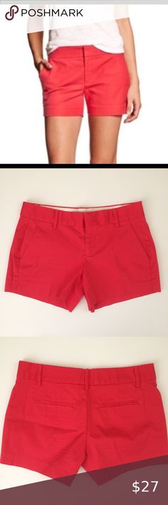 Banana Republic Red Shorts -98% cotton/2% elastane -Side pockets -Back welt pockets -Slider and zipper closure New with tag Banana Republic petite sizing: Size XS (0P) Waist 25" Hip 35" Approximate measurements taken flat Inseam 4" Rise 7.5" Banana Republic Shorts Red Fitted Shorts For Summer, Fitted Red Shorts For Summer, Red Short Leg Bottoms For Spring, Spring Red Short Leg Bottoms, Black Peplum Dress, Womens Chinos, Gold Shorts, Sweater Layering, Black Peplum