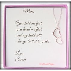 "Wedding Gifts for Mom, Mother of the Bride gift, Mother of the Groom gift, Mother of the bride gift, Gifts for Mother of the Bride, Mother of the Groom, Mothers necklace, Gifts for MOM, Mother's Day gift, So Blessed Designs, Connecting hearts necklace, wedding jewelry Give this symbolic necklace to remind your Mom that your heart will always be tied to hers. Two heart charms are linked together- they do not come apart. The smaller charm hangs below the bigger one to represent mother and child. Heart Pendant Necklace For Valentine's Day Wedding, Personalized Silver Necklaces For Special Day, Valentine's Day Anniversary Gift Wrapped Jewelry, Personalized Necklaces For Valentine's Day, White Heart Necklace For Wedding On Valentine's Day, Silver Heart Necklace For Wedding On Valentine's Day, Heart-shaped Jewelry For Mother's Day, Silver Heart Necklace For Valentine's Day Wedding, Valentine's Day Jewelry Gift For Mom With Gift Box