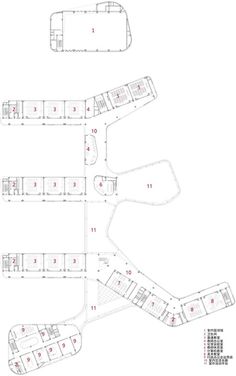 the floor plan for an office building, with several floors and two parking spaces on each side