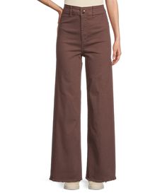 From Billabong&#x2C; these pants feature: High riseBelt loopsWide legSlim fitAnkle-lengthFrayed raw hemsButton/fly closureCotton/elastaneMachine wash/line dryImported. Trendy Full Length Bottoms With Frayed Hem, High Waist Cotton Wide Leg Pants With Frayed Hem, Trendy Full-length Pants With Frayed Hem, Frayed Hem Pants For Fall Workwear, Wide Leg Pants With Frayed Hem For Work, Straight Leg Pants With Frayed Hem For Fall, High Rise Brown Cargo Pants, High Rise Brown Cotton Bottoms, High Rise Pants With Frayed Hem For Fall