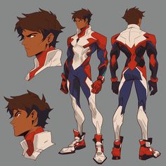 an animated character is shown in various poses, including the head and body of a man