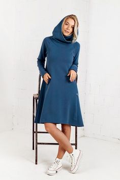 Winter Sweater Dress, Dress With Hood, Winter Sweater Dresses, Dress Winter, Style Sweatshirt, Warm Dresses, Fleece Dress, Hooded Dress, Lounge Dress