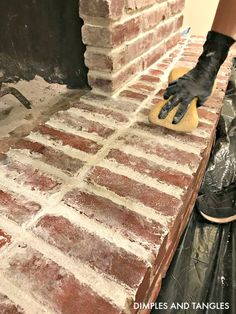 MORTAR WASH BRICK FIREPLACE MAKEOVER - Dimples and Tangles Mortar Wash Brick Fireplace, Mortar Wash Brick, Wash Brick Fireplace, Dimples And Tangles, Fireplace Update, Brick Fireplace Makeover