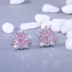 Dazzling White Zircon Crystal Flower Stud Earrings Gift For Her Plating: 925 Silver Plated Occasion: Bridal Party Jewelry Anniversary Gifts Stone: Synthetic Crystal & Mosaic Zircon - Amazing Sparkly (Check The Video) Crystal Mosaic, Tiny Heart Earrings, Pink Flower Earrings, Bridal Party Jewelry, Red Heart Earrings, Gold Chandelier Earrings, Witch Earrings, Amethyst Studs, Bunny Earrings