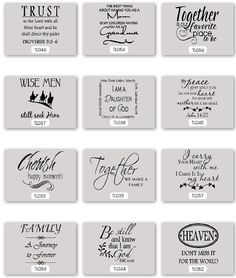 some type of labels that are in different font styles and sizes, with the names below them