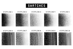 the different types of swatches are shown in black and white, each with their own text