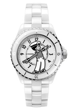 White highly resistant ceramic and steel, silhouette of Mademoiselle Chanel... Chanel Mademoiselle, Chanel J12, Mademoiselle Chanel, Watch Winders, Shopping Chanel, Latest Jewellery, Chanel Boy, Patek Philippe, Audemars Piguet