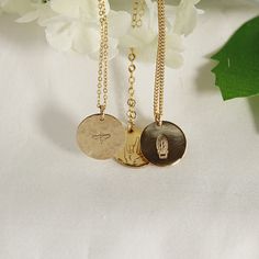 "Cactus, Bee or I love you hand sign necklace. Perfect everyday necklace and great for layering with longer chains or a sweet gift for moms, sisters or friends. Hand stamped just for you in our California Studio.   14k gold filled, rose gold filled or sterling silver disc 13mm diameter.  Stamped by hand.  Satin finish, hammered or hammered edge. Chain is 16\" or 18\" available from drop down menu. You can choose material ( sterling silver , yellow gold filled or rose gold filled )  and chain len Gold Chevron Ring, Cactus Necklace, Personalized Gold Necklace, Gold Disc Necklace, Hand Sign, Sign Necklace, Gold Chevron, Chevron Ring, Gold Disc