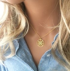 "GOLD COMPASS NECKLACE | Compass pendant | Graduation Gift For Women | 2019 High School Grad Present Idea | From Parents gift for Daughter And so the adventure begins... This wonderful sun compass necklace can be a reminder of following your own compass. It also makes the perfect graduation gift , it is great to wear as everyday jewelry or for your special moments. You can personalize it by adding birthstone charm or initial disc. You can also choose gift box card to express your best wishes. ♡ Compass Design Medallion Pendant Necklace Gift, Medallion Pendant Necklace With Compass Design For Gift, Medallion Necklace With Compass Design For Gift, Compass Design Medallion Necklace Gift, Gift Medallion Necklace With Compass Design, Round Pendant Medallion Necklace With Compass Design For Gift, Gift Compass Design Round Pendant Medallion Necklace, Travel-themed Compass Design Round Pendant Necklace, Gold Compass Design Necklace For Travel