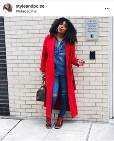 Fashion Trends Fall, Fall Fashion Coats, Red Fall, Coat Outfit, Women Fashion Edgy, Fall Denim, Wrap Coat, Black Women Fashion, Mode Inspo