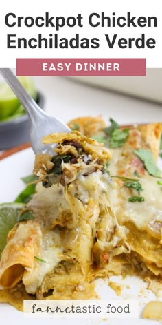 crockpot chicken enchiladas verde is an easy dinner recipe