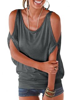 PRICES MAY VARY. Scoop neck,cut out open shoulder,batwing sleeve,ruched side,backless,back tie knot keyhole,loose fit tops for women Cute summer tops for women 2024 trendy, perfect for vacation/daily casual/beach travel/party club night/holiday/date night/going out Off the shoulder tops for women sexy casual, great to wear with jeans,skirts,leggings or shorts in spring,summer,fall Cold shoulder tops for women dressy,peek a boo shoulder tops for women,ladies summer tops and blouses Womens fashion tops sexy summer, Fits true to size, Pls take normal size; Hand /machine wash in cold water, Do not bleach Women's Summer Cold Shoulder Shirring Oversized Drape Shirt TopsA MUST HAVE BASIC ! Our casual 0cold shoulder shirts is a wardrobe staple! It is very cute, can matche with everything, and it's Cute Summer Shirts, Work Vacation, Cold Shoulder Tops, Cute Summer Tops, Loose Top, Shoulder Tops, Womens Tops Summer, Loose Fitting Tops, Summer Blouses