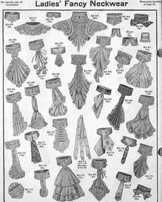 Edwardian Neckwear: Collars, Jabots & Fichus - Sew Historically Edwardian Neckwear, Types Of Clothing, Fashion Book, Fashion Vocabulary, Fantasias Halloween, Old Fashion, Fashion Design Drawings, Dessin Adorable