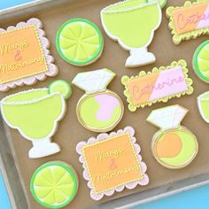 decorated cookies in the shape of cocktails and lemonade