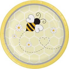 a paper plate with a bee on it