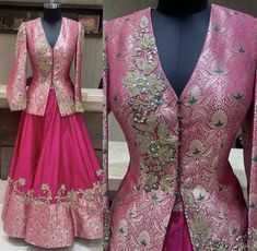 Brocade Long Blouse Designs, Long Choli Designs, Collar Designs Women, Traditional Gowns Indian, Lehenga Styling Ideas, Groom Sister Dress Indian Outfit, Latest Stylish Party Dresses, Nayra Dresses Design, Long Blouse Designs