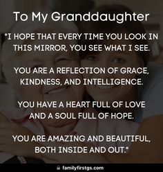 an older woman hugging her granddaughter with the words to my granddaughter