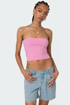 Basic Tube Top Pink Tube Top, Top Strapless, No Closet, Knitted Tops, Strapless Tops, Swimwear Cover Ups, Womens Basic, Dress Cuts, Leggings Shop