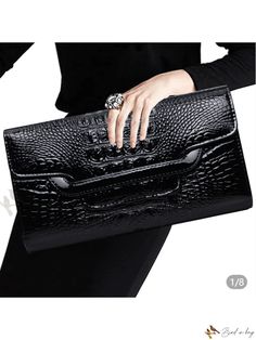 Bird in Bag - Exclusive Evening Bag in Supple Leather Zebra Print Bag, Retro Handbags, Buy Bags, Chain Pattern, Evening Purse, Women Bags Fashion, Leather Clutch Bags, Crocodile Leather, Black Chain