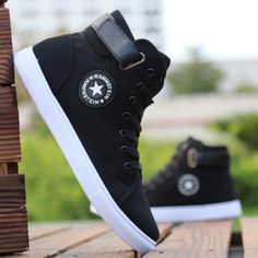 High top Canvas Shoes  New Top Fashion Sneakers Lace up High Style Solid Colors Man Black ShoesThe print-on-demand custom shoes are made from high-quality materials, such as leather or canvas, and come in a range of unique designs. They are durable and comfortable, making them a stylish and practical addition to any outfit. Trendy Streetwear Canvas Shoes With Flat Heel, Trendy Leather Canvas Shoes With Flat Heel, Trendy Leather Canvas Shoes With Round Toe, Urban Black High-top Canvas Sneakers, Black Urban Canvas High-top Sneakers, Black Canvas Casual Custom Sneakers, Casual Canvas Custom Sneakers For Streetwear, Black Canvas Custom Casual Sneakers, Urban Black Canvas High-top Sneakers