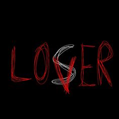 the word lover written in red and black ink on a black background with white lines