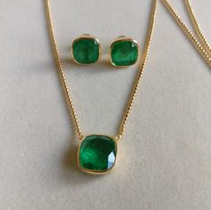 Emerald Necklace/pendant & Earring, Silver 925, Real 18k Gold Filled - Etsy Angelina Jolie Style, Kundan Jewellery Bridal, Emerald Necklace Pendant, Earrings And Necklace Set, Emerald Green Earrings, Earring Silver, Long Tassel Earrings, Pendant Earring, Earrings And Necklace