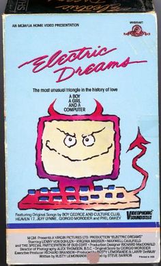 an advertisement for electric dreams with a cartoon character on the front and side of it