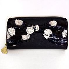 *New* - Never Been Used A Wallet/Clutch With A Black And White Polka Dot Sequin Bow. Has 12 Slits For Credit Cards And 1 Clear For A Drivers License/Id. 8in X 4in Elegant Black Wallet, Trendy Black Wallets For Party, Trendy Evening Wallets With Card Slots, Black Clutch With Zipper Closure For Party, Black Evening Coin Purse With Zipper Closure, Party Wallets With Zipper Closure, Rectangular Wallets With Zipper Closure For Party, Rectangular Party Wallets With Zipper Closure, Chic Black Coin Purse With Zipper