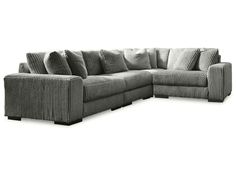 Lindyn Fog 4pc LAF Chaise Sectional Sectional With Chaise, Sectional Chaise, Sectional Ottoman, Contemporary Color Palette, Accent Ottoman, Sectional With Ottoman, Double Chaise Sectional, Swivel Accent Chair, Ornate Furniture