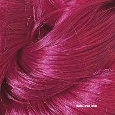 "Rich metallic cherry pink/red next generation Nylon fibre You can cut to size, add heat and curl it ( we do not suggest you use human heated hair products) Our Nylon hair comes in 38\" lengths , Standard packs = 12.5g Medium = 25g Large = 50g and XL =100g Please check our quantity guide for approximate requirements for your project. Hair Buying Guide : The amount you need will vary according to : the number of plugs, the length, the style and the thickness of plugs required. All quantities are Hairstick Hairstyles, Cherry Soda, Magenta Hair, Pretty Hair Color, Red Candy, Hair Inspiration Color, Doll Parts, Heat Styling Products, Dream Hair