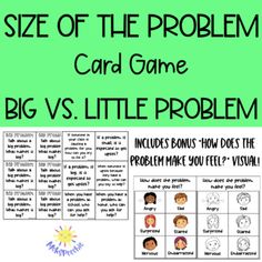 a poster with the words, size of the problem card game big vs little problem