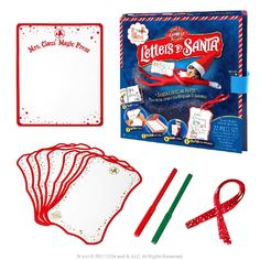 the santa clause letter to santa activity kit is on display with its contents and instructions