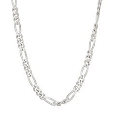 "Showcase your classic sense of style with this men's sterling silver figaro chain necklace.CHAIN DETAILS Chain width: 3.75 mm Type: figaro Clasp: lobster-claw Metal: sterling silver Plating: rhodium Size: 30"". Color: Grey. Gender: male. Age Group: adult." Mens Neck Chains, Sterling Silver Figaro Chain Necklace, Silver Figaro Chain Necklace, Mens Accessories Bracelet, Silver Figaro Chain, Jordan Blue, Figaro Chain Necklace, Mens Bracelet Silver, Gold Chains For Men