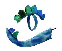 a blue and green headband with leaves on it