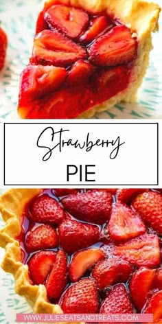 strawberry pie on a plate with the title overlay