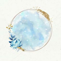 a blue and gold circular frame with flowers in the center on a white background that looks like it could be used as a greeting card for someone's birthday or other special occasion