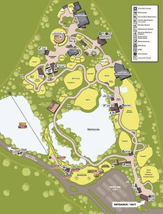 a map of the park with lots of trees and other things to see in it