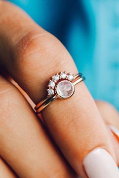 Rose gold plated brass nesting ring with moonstone to skyrocket your intuition. A dainty accessory with 100% genuine gemstone and alittle sparkle. An affordable everyday ring for teens. Also available in 925 sterling silver #ad #rosegoldring #accessories #dainty #fashionring #fashionjewelry #jewelryforher Gorgeous Rings, Chalcedony Stone, Pura Vida Bracelets, Everyday Rings, Pretty Style, Jewelry For Her, One Ring, Beautiful Rose, Beautiful Ring