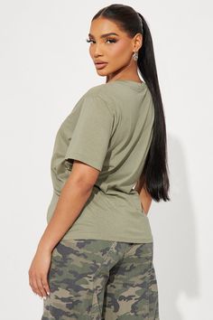 Available In Black, White, Olive, Mocha, And Red. V-Neck Short Sleeve Stretch 51% Cotton 49% Modal Imported | Ava V-Neck Tee Shirt in Olive Green size XS by Fashion Nova Casual V-neck Top With Relaxed Fit, Trendy Scoop Neck T-shirt For Loungewear, Cotton V-neck Top For Loungewear, Trendy Cotton V-neck Shirt, V-neck Short Sleeve Cotton Top, V-neck Cotton Short Sleeve Top, V-neck Cotton Tops For Loungewear, Basic V-neck Summer Shirt, Casual Cotton V-neck Top For Loungewear